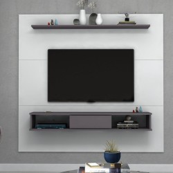 Pannello porta tv da parete bianco cemento Sline