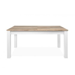 Tavolo allungabile bianco opaco e legno naturale 160x90x75 H Menorca 80A