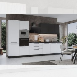 Cucina 360 cm bianco opaco grigio antracite con elettrodomestici Iris Lusso