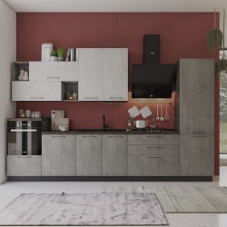 Cucina Pola mira 360 cm antracite cemento fumo top ceramica destra con lavastoviglie