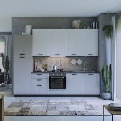 Cucina Rovigno Selene 300 cm grigio e bianco sinistra con lavastoviglie