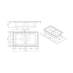 Lavello 86x50 2 vasche SAXT322A