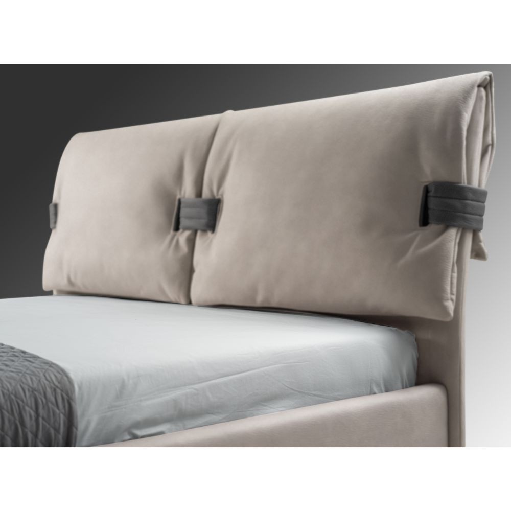 Letto matrimoniale contenitore tessuto beige Grenoble