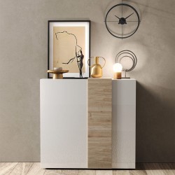 Land Credenza/Madia Contenitore Alta 2 Ante 2 Cassetti 2 Ripiani Rovere  Canyon - Web Convenienza