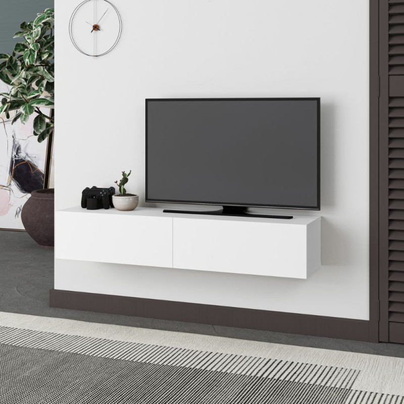 Mobile Pensile TV con Anta a Ribalta e Foro Passacavi 173,6x40x39,5 cm  Bianco Frassino – acquista su Giordano Shop