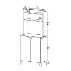 Credenza alta Zanne 2 ante e vani a giorno rovere