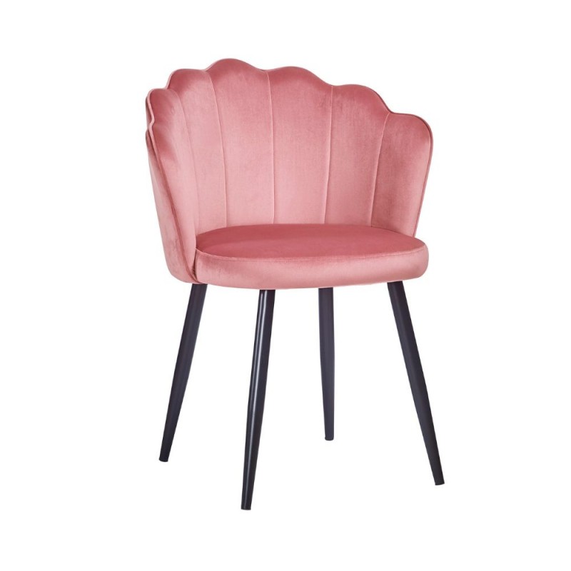 Set 4 sedie in velluto rosa trapuntato con gambe in legno – mks store