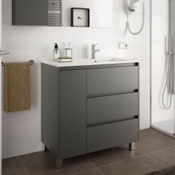 Mobile bagno Margot grigio opaco con lavabo 3 cassetti 85,5x44x86h