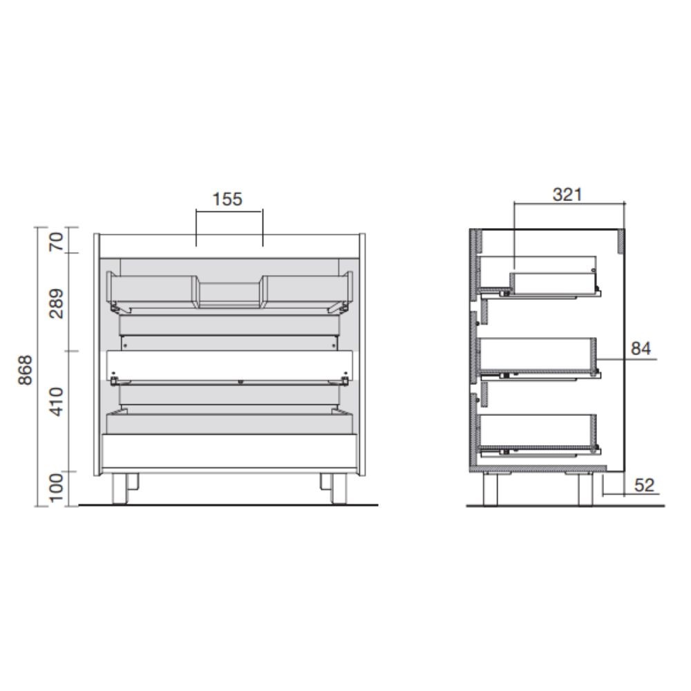 Mobile bagno Geco80 rovere ostippo con lavabo 3 cassetti 80x45x86h