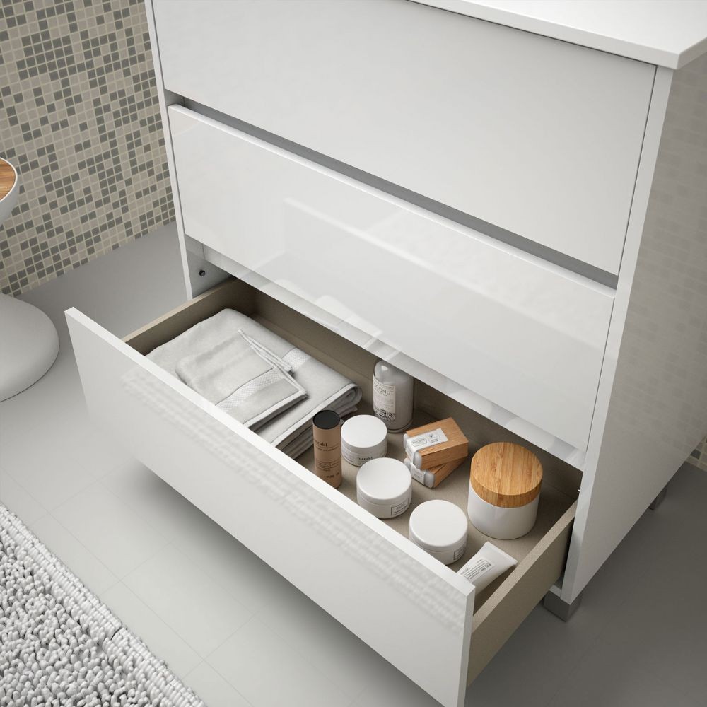 Mobile bagno sospeso Claros100 grigio opaco con lavabo 2 cassetti