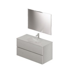 Mobile bagno con lavabo e specchio da 100 bianco frassinato