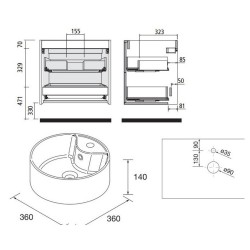 Mobile bagno sospeso Terrex120 nero opaco doppio lavabo 4 cassetti