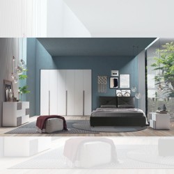 Camera da letto Tilde bianco frassinato con inserti cemento