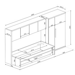 Rete singola 12 doghe 90x200 per cameretta a ponte reversibile 6339