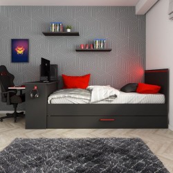 Cameretta 5040 con letto singolo con letto estraibile e scrivania incorporata colore...