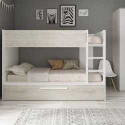 Cameretta con letto a castello con letto estraibile colore bianco consumato e bianco...