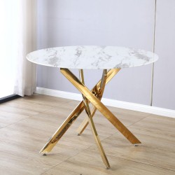 Tavolo Oberon piano effetto marmo in metallo colore oro