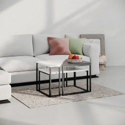 Set tre tavolini OhLady colore bianco e antracite con gambe nere