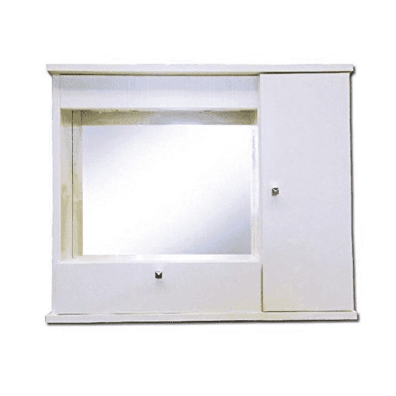 Specchiera bagno bianca 80 x 60 cm con 2 ante sui lati e un faretto  centrale - Vendita Online ItaliaBoxDoccia