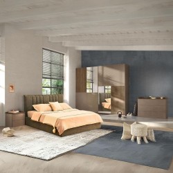 Camera da letto Quinn con letto contenitore colore bronzo noce mercure
