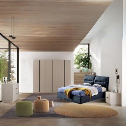 Camera da letto Musto con letto contenitore colore cashmere e antracite