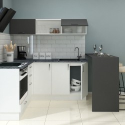 Cucina angolare Matera 180x160 con penisola reversibile bianca e nera