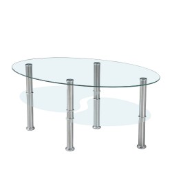 Tavolino Mimas con doppio piano in vetro temperato con gambe in acciaio