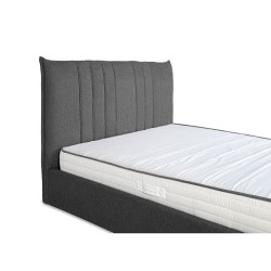 Letto matrimoniale contenitore testiera cuciture verticali Aki blu