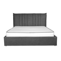 Letto matrimoniale Saturno tessuto grigio scuro testiera cuciture