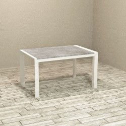 Tavolo rettangolare allungabile Golia 130x80 struttura bianco e piano cemento