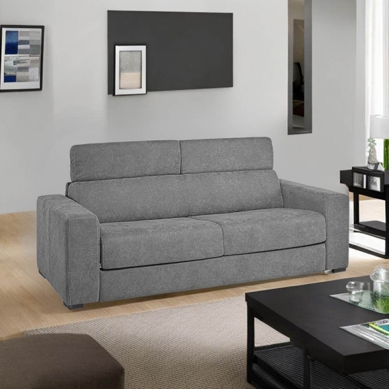 Divano letto Crien 3 posti con poggiatesta reclinabili colore Penelope 22  grigio