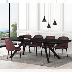 Tavolo allungabile Corin piano effetto marmo nero e gambe in metallo nero