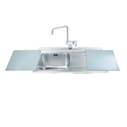 Lavello Smeg LI91SGD 90x50 cm 1 vasca con gocciolatoio a destra con vetri silver