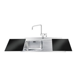 Lavello Smeg LI91ND 90x50 cm 1 vasca con gocciolatoio a destra con vetri neri