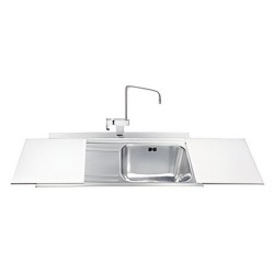 Lavello Smeg LI91BS 90x50 cm 1 vasca con gocciolatoio a sinistra con vetri bianchi