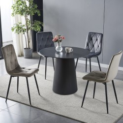 Tavolo rotondo Lauren in ceramica colore nero opaco con venature oro