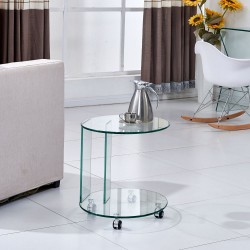 Tavolino rotondo Salice in vetro temperato 54x45x50 cm