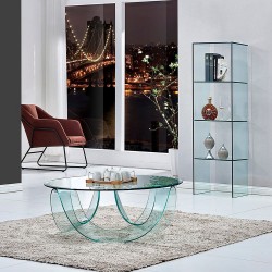 Tavolino rotondo Carpino in vetro temperato 100x100x36 cm.