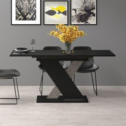 Tavolo allungabile Axi in nero con dettaglio cemento