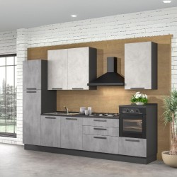 Cucina Sinki 330x216/240 H con cassa colore antracite basi ossido e pensili spatolato...