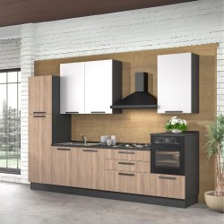 Cucina Sinki 330x216/240 H con cassa colore antracite basi gordon e pensili bianco con...