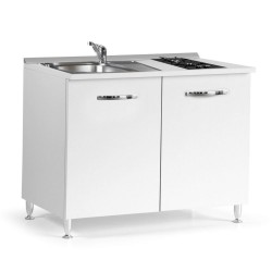 Cucinino 120 cm 2 ante bianco larice lavello e piano cottura a gas 120x60x85H