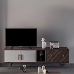 Base porta tv Merlin 4 ante battenti e 1 vano a giorno colore legno mozambik