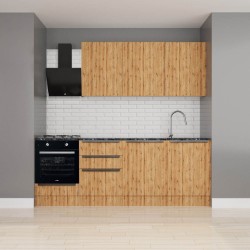 Cucina Casale 240 cm. con elettrodomestici inclusi con cassa bianca e ante rovere detroit