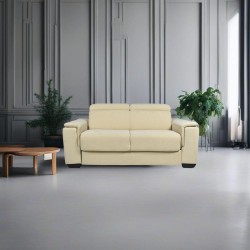 Divano letto Mercurio 2 posti in tessuto Plutone 02 crema