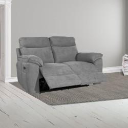 Divano recliner Boston 2 posti manuale in tessuto barrel 90 grigio