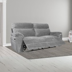 Divano recliner Boston 3 posti manuale in tessuto barrel 90 grigio