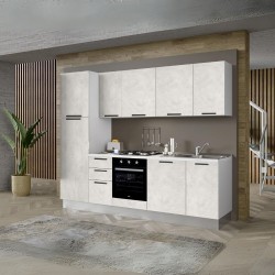 Cucina Folk 270x217 H con lavastoviglie in bianco spatolato