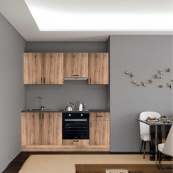 Cucina Taurus 195 cm. elettrodomestici inclusi colore rovere nodato con maniglie in...