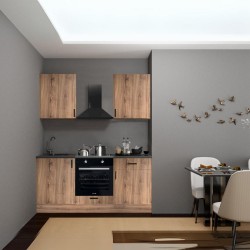 Cucina Asti 180 cm. elettrodomestici inclusi colore rovere nodato e maniglie in metallo...